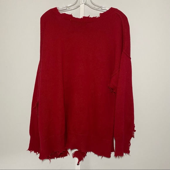 IRO Jeans Nosasa Red Distressed Sweater Size Small - Picture 7 of 9
